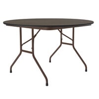 Correll Round Folding Table, 48" Melamine Top, Walnut