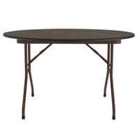 Correll Round Folding Table, 48 inch Melamine Top, Walnut