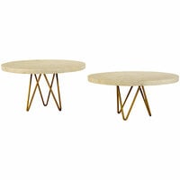Kalalou 2-Piece White Marble Display Stand Set with Brass Base
