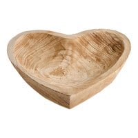 Kalalou Heart-Shaped Carved Wooden Display Bowl