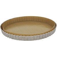 de Buyer 11 inch Round Fluted Perforated Stainless Steel Tart Mold with Non-Stick Baking Sheet 3214.28