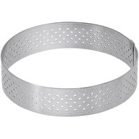 de Buyer Valrhona 8 inch x 13/16 inch Perforated Stainless Steel Tart Ring 3099.08