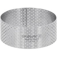 de Buyer Valrhona 4 inch x 1 3/8 inch Perforated Stainless Steel Tart Ring 3098.04