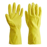 Cordova Latex Rubber Yellow 12" 17 Mil Gloves with Flock Lining - Small - Pair - 12/Pack
