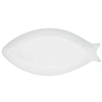 CAC COL-F41 12 1/4 inch x 6 inch Bright White Porcelain Fish Platter - 12/Case