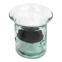 Kalalou Small Recycled Glass Mini Cylindrical Hurricane Candle Holder with Rustic Metal Insert