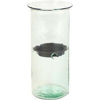 Kalalou Large Glass Mini Cylindrical Hurricane Candle Holder with Rustic Metal Insert