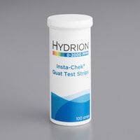 Hydrion QT-2000 Quaternary 0-2000ppm High-Range Sanitizer / Disinfectant Test Strips - 100 Count Vial