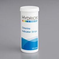 Hydrion CH-1000 Chlorine 0-1000ppm High-Range Sanitizer / Disinfectant Test Strips - 100 Count Vial