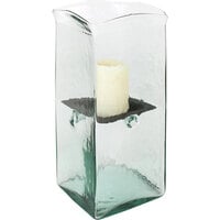 Kalalou Medium Glass Square Hurricane Candle Holder with Rustic Metal Insert
