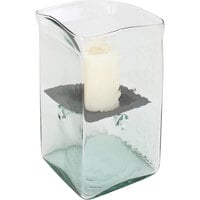 Kalalou Small Glass Square Hurricane Candle Holder with Rustic Metal Insert