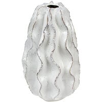 Kalalou 14 inch Large White Standard Ceramic Ruffled Vase