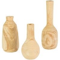 Kalalou 3-Piece Light Tall Hand-Carved Standard Wood Vase Set