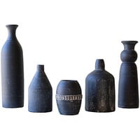 Kalalou 5-Piece Black Modern Standard Clay Vase Set