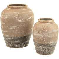 Kalalou 2-Piece Two-Tone Tan Standard Ceramic Urn Set