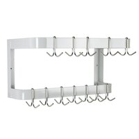 Advance Tabco GW-24 24 inch Powder Coated Steel Wall Mounted Double LinePot Rack with 12 Double Prong Hooks