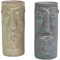 Kalalou 2-Piece Gray and Cream Standard Clay Face Vase Set