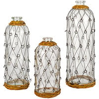 Kalalou 3-Piece Wire- and Wicker-Wrapped Standard Glass Vase Set