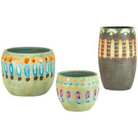 Kalalou 3-Piece Multi-Colored Standard Ceramic Vase Set
