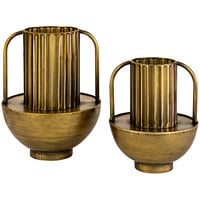 Kalalou 2-Piece Antique Brass Finish Standard Metal Vase Set with Handles