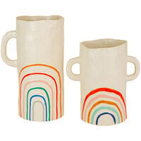 Kalalou 2-Piece White and Rainbow Standard Ceramic Vase Set with Handles