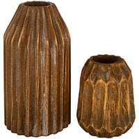 Kalalou 2-Piece Carved Standard Wood Vase Set