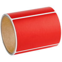 Lavex Industrial 4 inch x 6 1/2 inch Red Thermal Transfer Permanent Label Roll - 4/Case