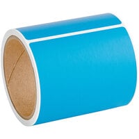 Lavex Industrial 4 inch x 6 inch Fluorescent Blue Thermal Transfer Permanent Label Roll - 4/Case