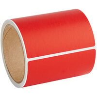 Lavex Industrial 4 inch x 3 inch Red Thermal Transfer Permanent Label Roll - 4/Case