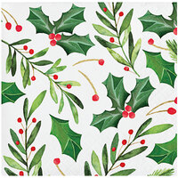 Creative Converting 352900 Traditional Holly 2-Ply Beverage Napkin - 192/Case