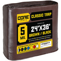 Core Tarps 24' x 36' Brown / Black Classic Weatherproof 5 Mil Poly Tarp with Reinforced Edges