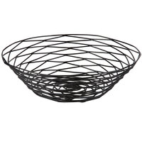 Tablecraft BK17510 Artisan Round Black Wire Basket - 10 inch x 3 inch