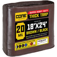 Core Tarps 18' x 24' Brown / Black Extreme Heavy-Duty Weatherproof 20 Mil Poly Tarp with Reinforced Edges