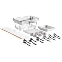 Choice 39 Piece Full Size Disposable Serving / Chafer Dish Kit with (3) Wire Stands, (3) Deep Pans, (6) 1/2 Size Shallow Pans, (6) 1/2 Size Lids, (3) Wind Guards, (6) 4 Hour Wick Fuels, and (12) Utensils