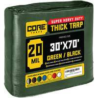 Core Tarps 30' x 70' Green / Black Extreme Heavy-Duty Weatherproof 20 Mil Poly Tarp with Reinforced Edges