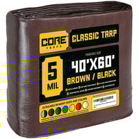 Core Tarps 40' x 60' Brown / Black Classic Weatherproof 5 Mil Poly Tarp with Reinforced Edges