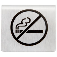 Tablecraft B8 2 1/2" x 2" Stainless Steel "No Smoking" Symbol Tent Sign