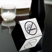 Tablecraft B8 2 1/2 inch x 2 inch Stainless Steel No Smoking Symbol Tent Sign