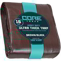 Core Tarps 100' x 100' Brown / Black Extra Heavy-Duty Weatherproof 16 Mil Poly Tarp with Reinforced Edges