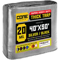 Core Tarps 40' x 50' Silver / Black Extreme Heavy-Duty Weatherproof 20 Mil Poly Tarp with Reinforced Edges