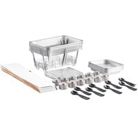Choice 78 Piece Full Size Disposable Serving / Chafer Dish Kit with (6) Wire Stands, (6) Deep Pans, (12) 1/2 Size Shallow Pans, (12) 1/2 Size Lids, (6) Wind Guards, (12) 4 Hour Wick Fuels, and (24) Utensils