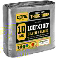 Core Tarps 100' x 100' Silver / Black Heavy-Duty Weatherproof 10 Mil Poly Tarp with Reinforced Edges