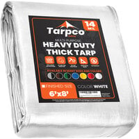 Tarpco Safety White Extra Heavy-Duty Weatherproof 14 Mil Poly Tarp with Reinforced Edges