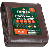 Tarpco Safety Brown / Black Heavy-Duty Weatherproof 7 Mil Poly Tarp with Reinforced Edges