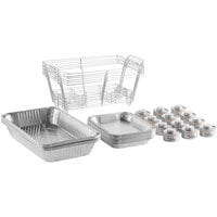 Choice 36 Piece Full Size Disposable Chafer Dish Kit with (6) Wire Stands, (6) Deep Pans, (12) 1/2 Size Shallow Pans, and (12) 4 Hour Wick Fuels