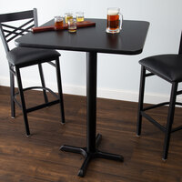 Lancaster Table & Seating 30 inch x 30 inch Laminated Square Table Top Reversible Cherry / Black