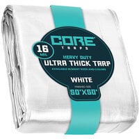 Core Tarps 50' x 50' White Extra Heavy-Duty Weatherproof 16 Mil Poly Tarp with Reinforced Edges