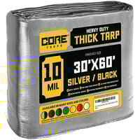 Core Tarps 30' x 60' Silver / Black Heavy-Duty Weatherproof 10 Mil Poly Tarp with Reinforced Edges