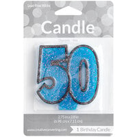 Creative Converting 101158 3 1/2 inch Blue Glitter 50 inch Candle
