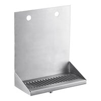 Regency 12" x 6" x 14" Stainless Steel 2 Faucet Wall Mount Beer Drip Tray